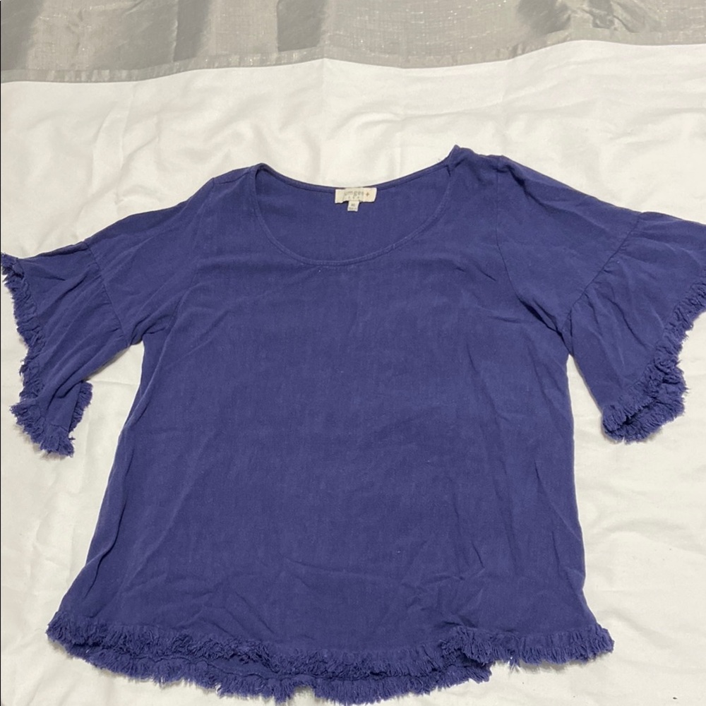 Umgee Purple Fringed Blouse
